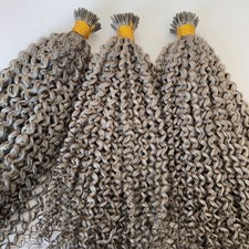 Invisible Grey Hair Curly I Tip Micro Bead Keratin 100 Human Hair Extension