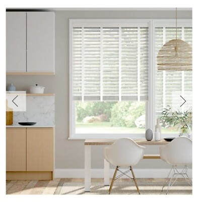 Kreideweiß Maserung & Kreideweiß Holz Styling Rollo 50 mm Lamelle 156 B x 130 T