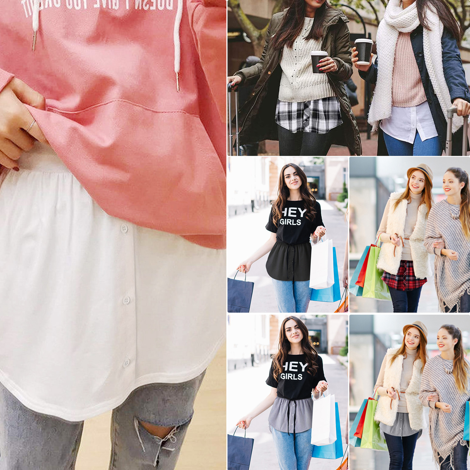Women’s Mini Skirt Shirt Extender Layering Fake Top with Lower Sweep Hem-image