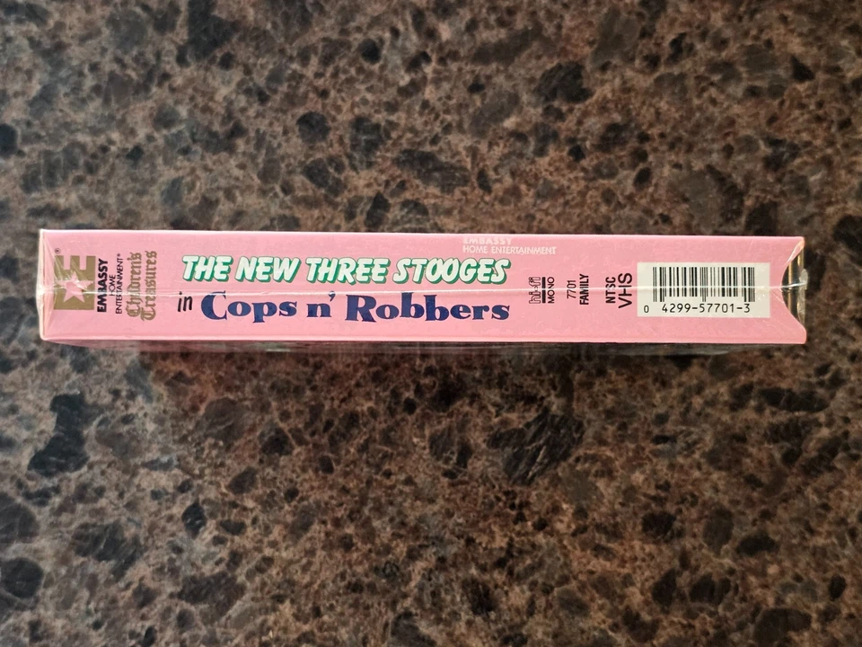 BRAND NEW New 3 Stooges Cops N' Robbers (VHS; 1987) RARE Sealed OOP Watermarks - Image 3 of 4