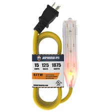10' Ft Short 3Way Power Extension Cord Saver Yellow 15A 110V 10 feet 10-foot 10f