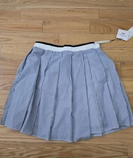 JW Anderson x UNIQLO Pleated striped mini skirt Japan White Blue  size L S34