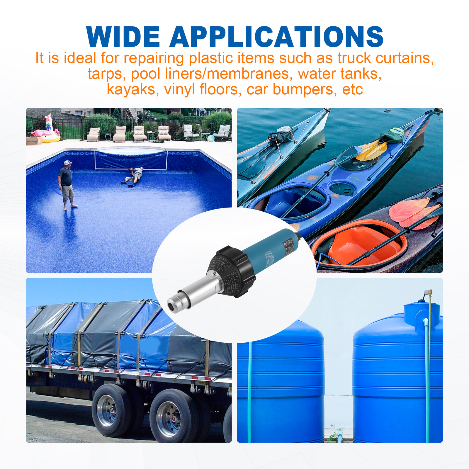 1600W Hot Air Plastic Welding Gun Kit with Toolbox, PVC Heating Torch Gun Welder