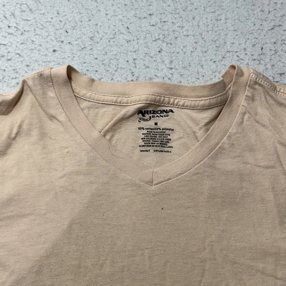 Arizona Jean Co. Men's Medium Lightweight V-Neck Peach Pink Short Sleeve T Shirt - Image 3 of 4