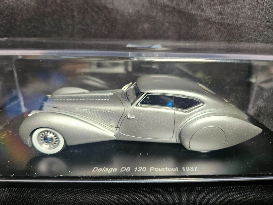 Spark Models 1937 Delage D8 120 Pourtout Silver 1:43 Scale Inv. #3828 - Image 2 of 3