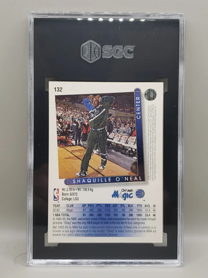 1993 UD International #132 Shaquille O'Neal Italian SGC 6 - Image 2 of 2