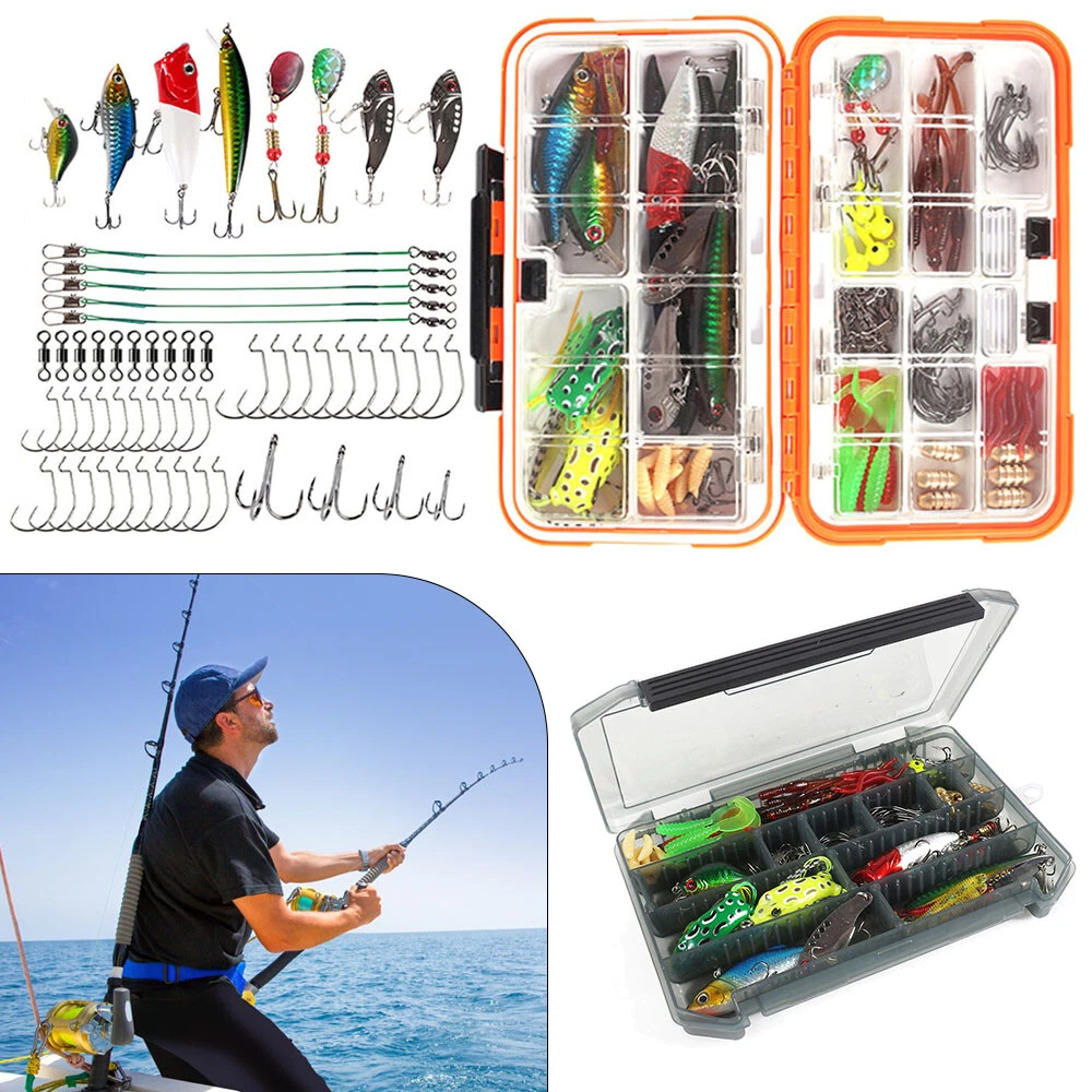 117 Pcs Fishing Lures Baits Tackle Box Lure Kit Bass Saltwater