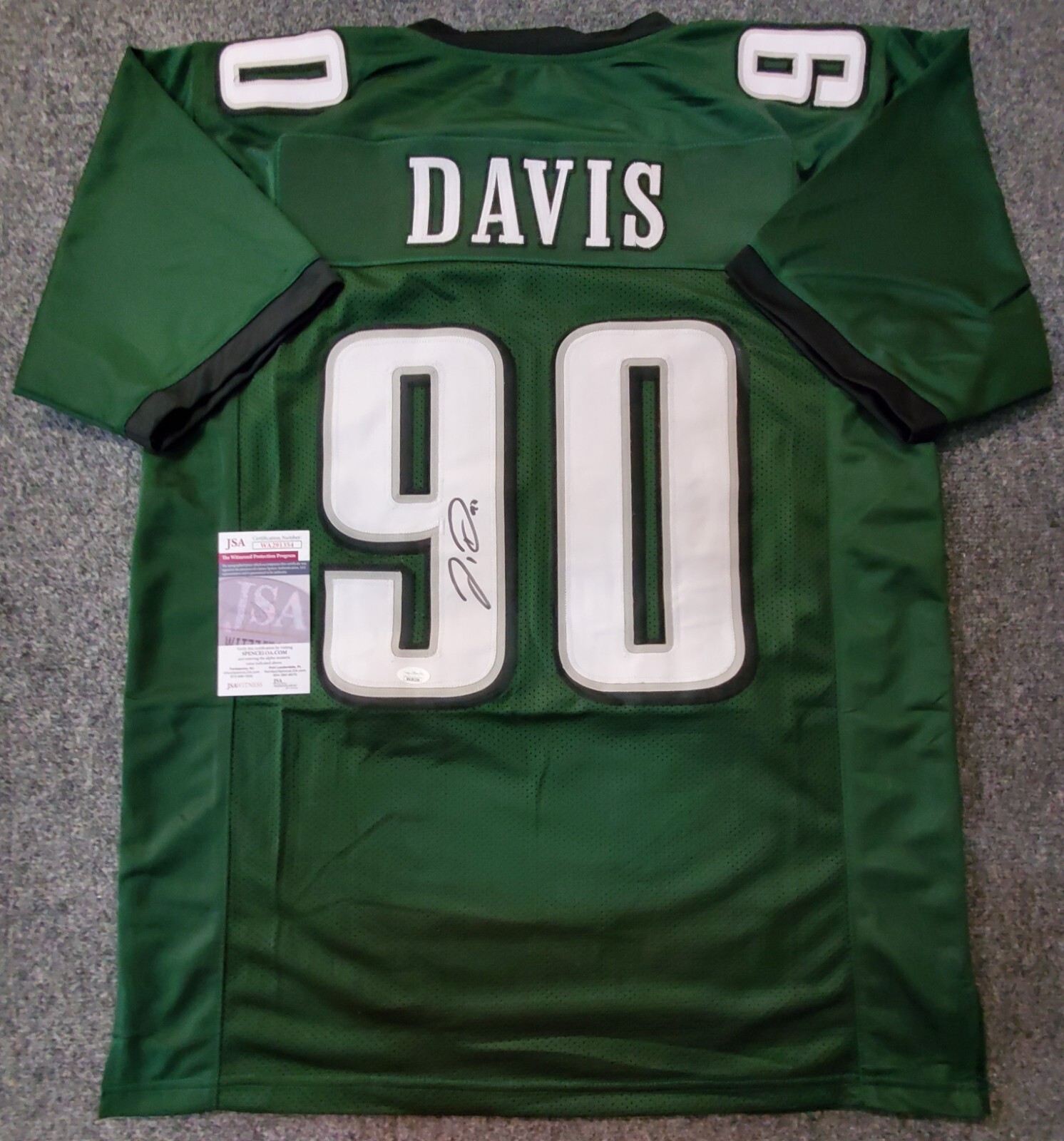 Jordan Davis Autographed Signed Philadelphia Eagles JERSEY JSA COA 