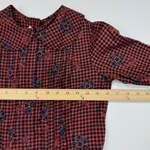 Vintage 80's Albert Nipon Dress Librariancore Midi Gingham Button Up Sz 6 - Picture 9 of 14