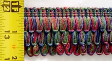 1.75 inch 3 layer loop Fringe Royal Blue Green Rose Red match Braid, Key Tassel