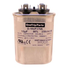 USA Flat Oval Run Capacitor 10 UF/MFD 370 VAC for AC Fan Motor Applications
