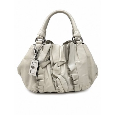 Prada White Nappa Leather Ruffle Shoulder Bag w COA