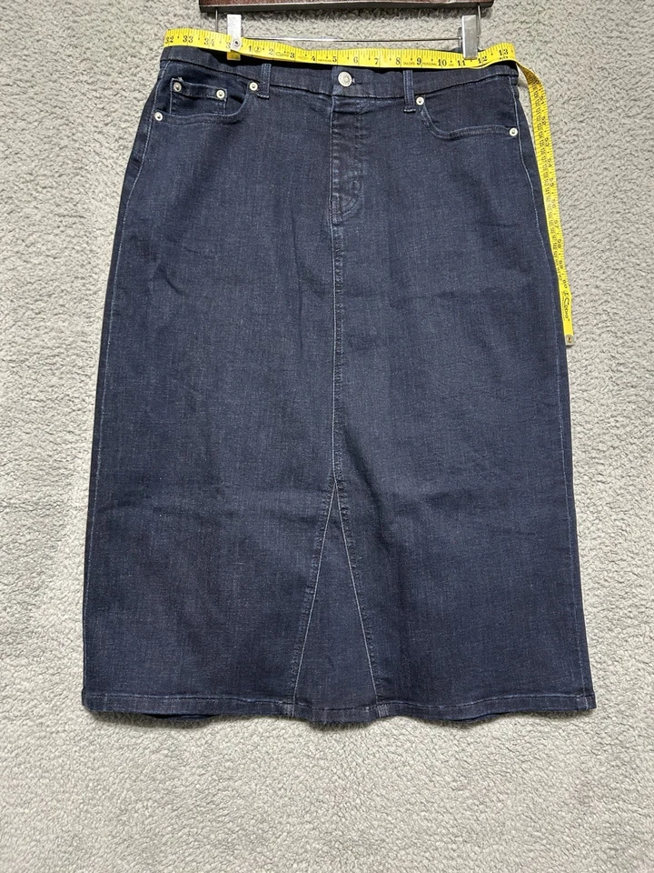 Denim & Co D&Co Denim Oscuro Lavado a Piedra Larga Recta Modesta Jean Falda 16P Foto 4 de 4