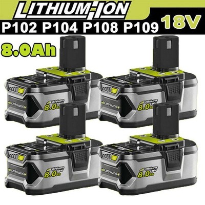 2X 8,0Ah Original Ersatzakku für RYOBI 18V One Plus Li-Ion RB18L50 P108 Batterie