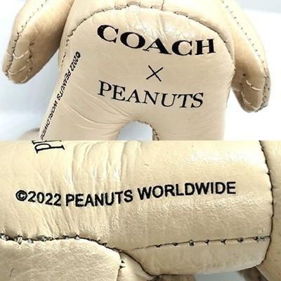 Coach x PEANUTS Snoopy Leather Bag Charm Key Holder Beige Used