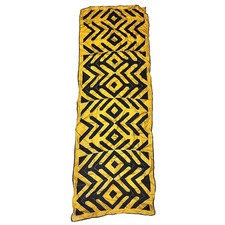 Vintage VERA Neumann Scarf  Black  Yellow Abstract  15" x 44"