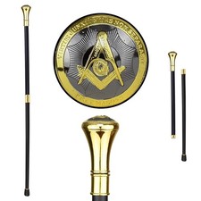 Treasure Gurus Sturdy Masonic Walking Stick Master Free Mason Travel Cane w/Squa