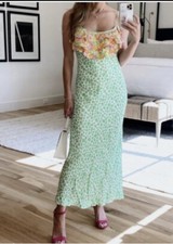 RIXO for Target Green - Size XL PLUS Green Leopard Sleeveless Ruffle Slip Dress