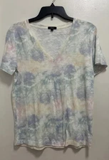 Rails 100% Cotton The Cara V Neck Rainbow Tie Dye Tee Top Sz S