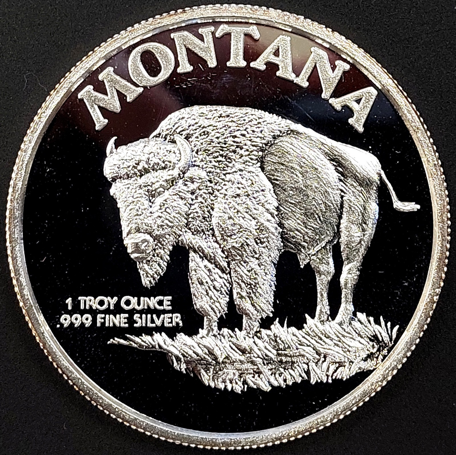 1989 Montana Statehood Centennial, Buffalo, 1 Troy Oz .999 Fine Silver round!