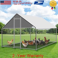 Metal Chicken Coop Outdoor Metal Walk-in Hen House with Cover 10 x 6.6 x 6.6ft