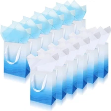 24 Pcs Ombre Gift Bags Bulk with 48 Pcs Tissue Paper 9 x 7 x 4 Inch Glitter P...