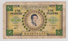 1953 French Indo-China 1 Une Piastre Currency Note Vietnam Circulated