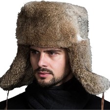 Winter Ushanka Russian Fur Hat for Men Women - Fuzzy Trapper Hat with Ear Flap