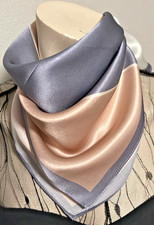 NEW 21 Inch Small Square Pink, Grey and White Pattern 100 Mulberry Silk SS-1032