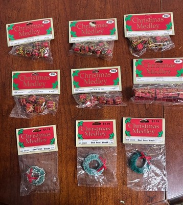 Lot Of 9 Packages Of Miniature Ornaments By Christmas Medley