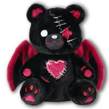 Gothic Bear Plush with Wings - Cute Creepy Stuffed Animal Gift for Teens