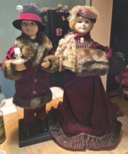 VTG 1996 Telco Motion-ettes 26" Victorian Girl  & Boy Caroler Animated Christmas