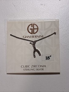 Authentic Giani Bernini Cubic Zirconia Wishbone Slide Pendant In 18K Gold Plated Sterling
