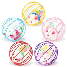 Colorful Cat Spring Ball with Interactive Caged Rat for Endless Random color 1pc