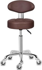Adjustable Swivel Stool with Back Rest - Heavy Duty Rolling Chair Coffee