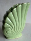 Vintage MCM McCoy USA Pottery Green Cornucopia Sea Shell Planter Vase 6” H.~EXC!