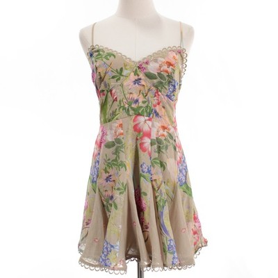 Charo Ruiz NWD Marlene Mini Dress Size L in Tan / Multi Floral