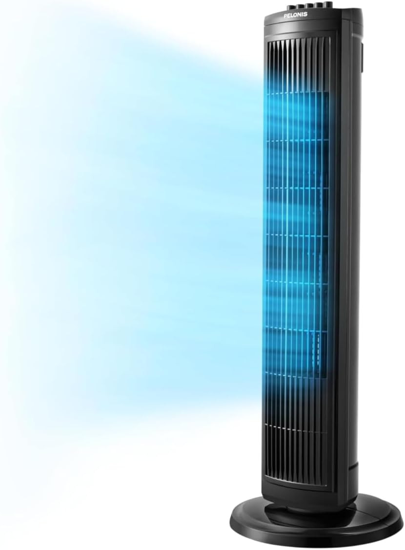 30 Inch Oscillating Tower Fan with 3 Speed Settings and Auto-off Timer, Standing