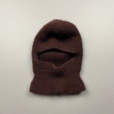 Vintage Balaclava Kids One Size Brown Knit Ski Mask Winter Warmth 80s USA Made
