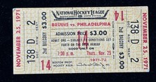 1971 Bobby Orr Goal Full Ticket Boston Bruins vs Philadelphia Flyers 25 Nov.🏒