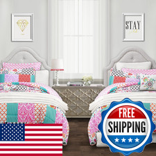 Lush Decor Brookdale Comforter - Colorful Patchwork Pattern Reversible 5 Piece