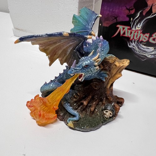 2002 Myths And Legends Sm Fire Breathing Blue Dragon Sculpture Figure 5551 - Bild 3 von 18
