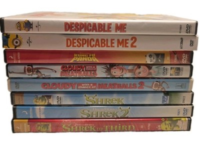  Animated Family DVD Lot (8) Shrek 1 2 3, Despicable Me 1 & 2, Cloudy Meatballs
