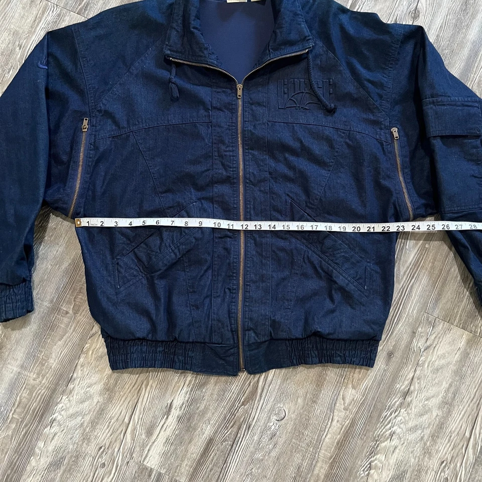 Chaqueta Bomber Nike Force Vintage Denim Para Hombre Pequeña Años 90 Cremallera Hecha en Taiwán Foto 4 de 4