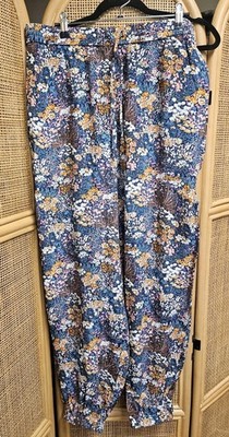 NWT Trovata Birds of Paradise Size Large Floral Pants Joggers NEW