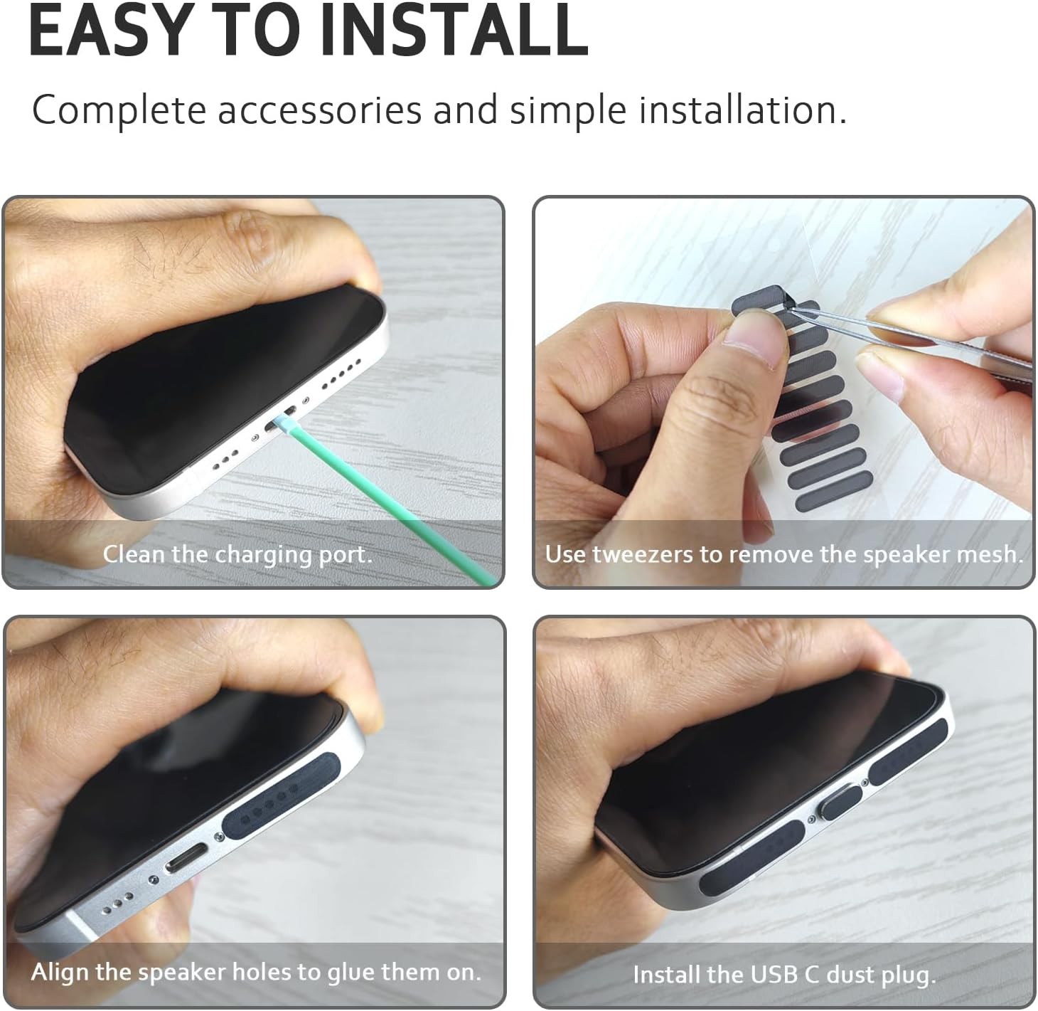 USB C Dust Plug, 4 Pack C Cover Type C Anti Port Plug Black 