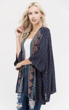 Boho Flowy Kimono Cover  Navy Blue  Size Medium