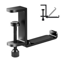 Heavy Duty Foldable Metal Headphone Holder Desk Backpack Bag Hook Clamp Black