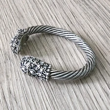 Vintage Torque Bracelet Silver Tone Celtic Viking Bangle Twisted Unisex