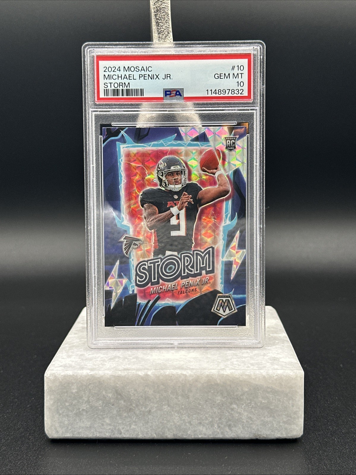 2024 Mosaic Michael Penix Jr. Storm RC Silver #10 Falcons PSA 10 NFL Rookie QB
